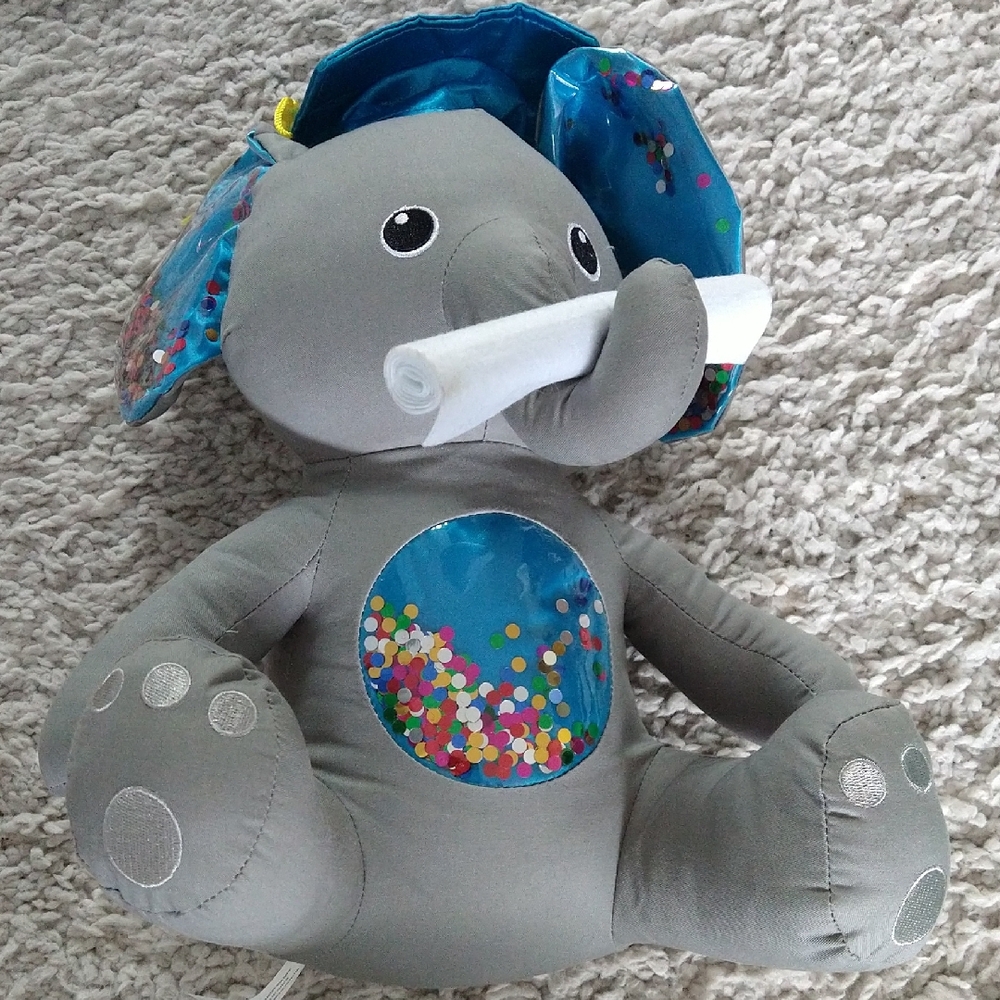 Amar Graduation Write On Gray and Blue Stuffed Elephant  Toy with Accents